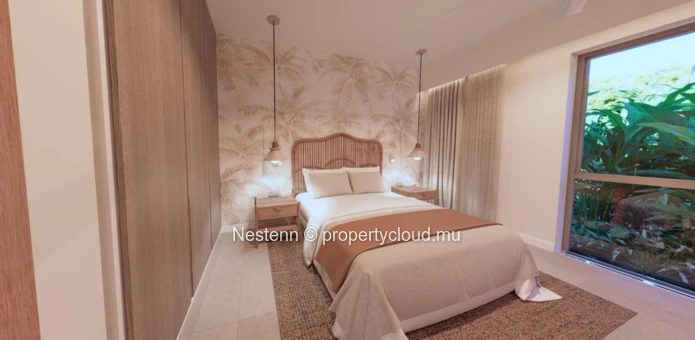 2-bed villa in a preserved region close to the beach. 