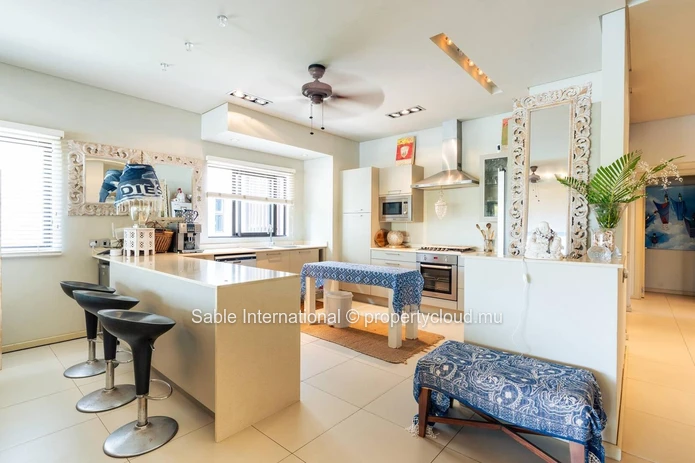 Luxurious Beachfront RES Apartment in Rivière Noire with stunning views and modern amenities. 4 bedrooms, sea access,...