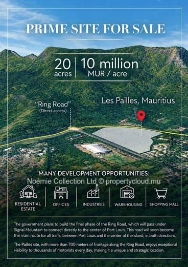 Vaste terrain de 80 937 m²(20 arpents) à vendre à Pailles