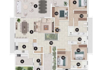 Penthouse de 4 Chambres