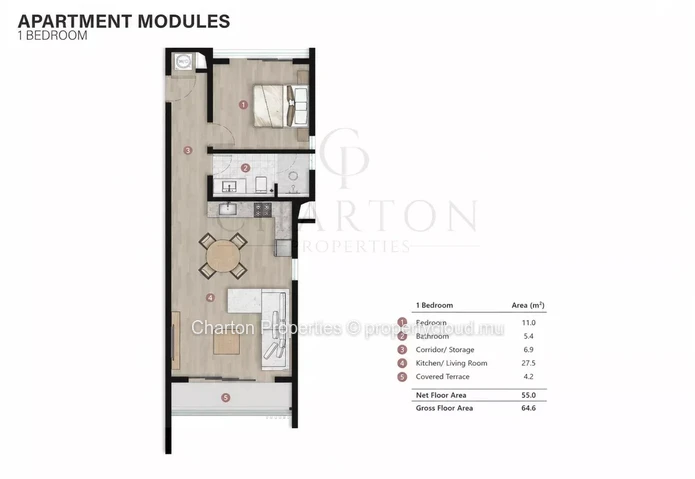 Appartement 1 chambre - Une élégante parenthèse de douceur à Mont Choisy