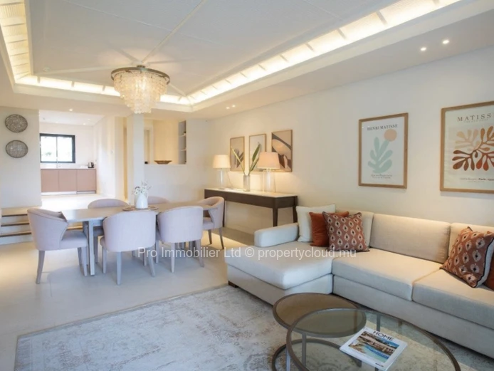 Ground-floor apartment with stunning sea views at the prestigious Anahita Golf Resort in Beau Champ.