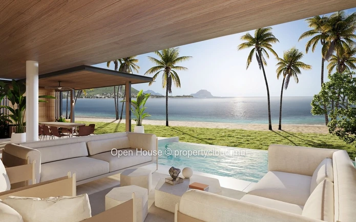 VILLA Pieds dans l'eau à la plage de Wolmar, Ouest. Surface de 340m², 4 chambres, piscine privée. Accessible aux étra...