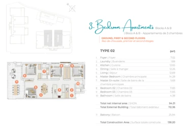 Appartement de 3 Chambres