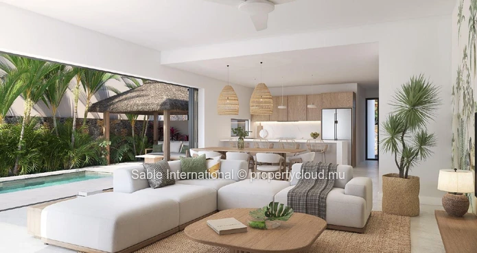 Appartement R+2 à vendre à Calodyne, 92m² habitables, 131m² de terrain, piscine commune, parkings, proche commodités