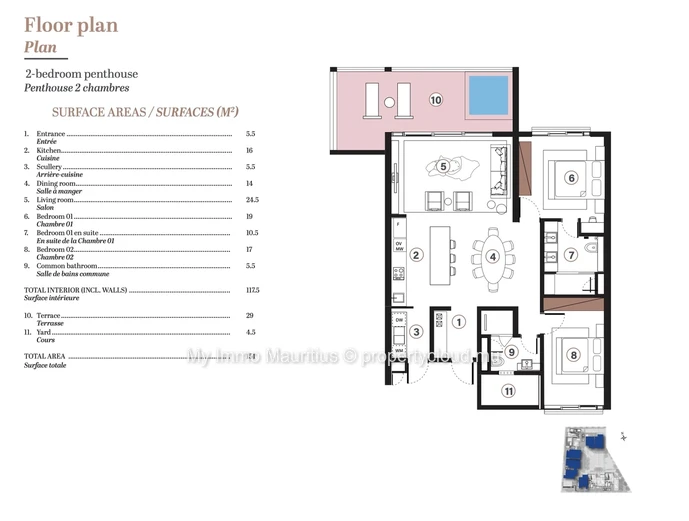 Penthouse neuf haut standing Trou aux Biches
