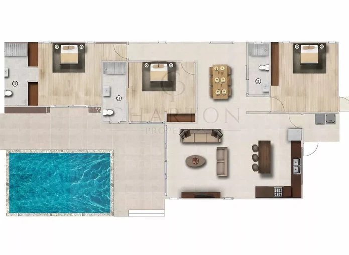 Single-story contemporary villa with 3 bedrooms and private pool - Exclusively reserved for the local market