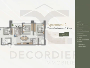 Appartement de 3 Chambres