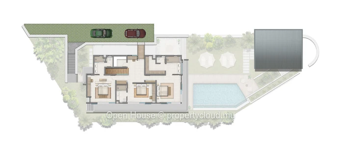 Villa PDS à vendre à Rivière Noire, 481m², 5 chambres, bureau, piscine privée, vue mer et montagne, prix €.