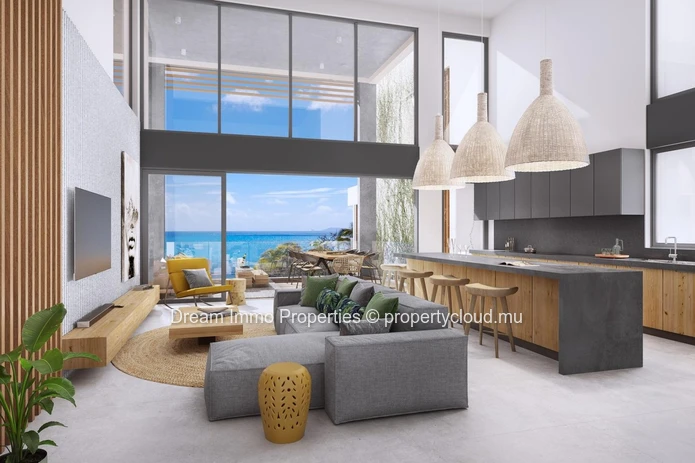 Stunning new 5-bedroom duplex loft with 180° sea view in Pointe aux Canonniers - Mauritius