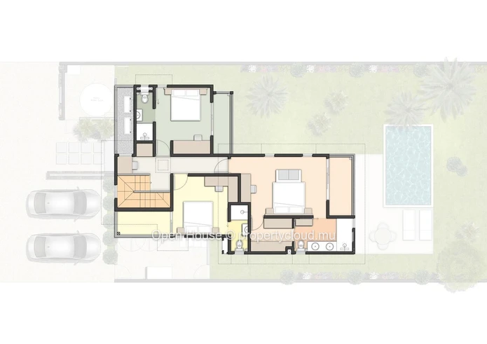 Contemporary villa in the heart of the Smart City of Tamarin. Close to school and all shops. 4 bedrooms.