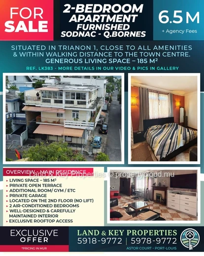 Appartement meublé de 2 chambres à vendre à Sodnac – Quatre Bornes