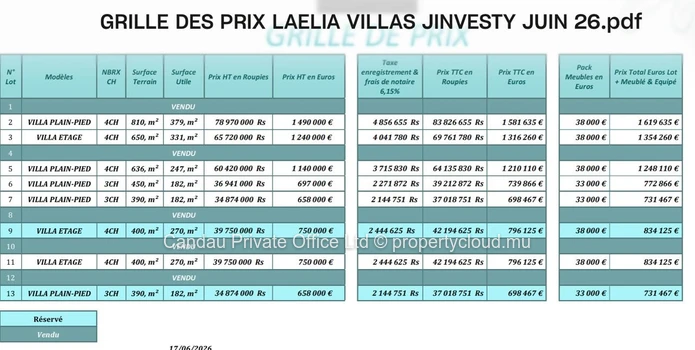 LAELIA VILLAS – TROU AUX BICHES - VILLA 3/4 CHAMBRES - 100m DE LA PLAGE!