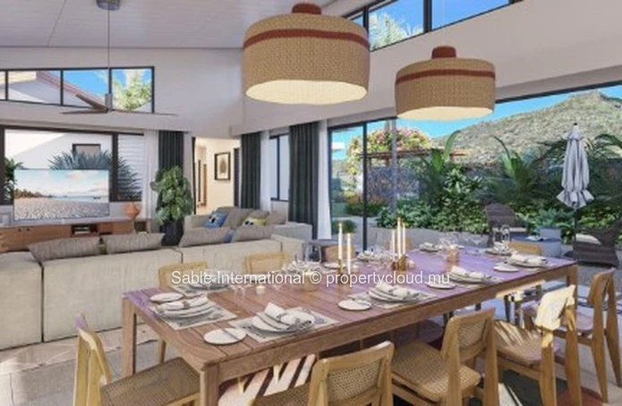 Villa PDS à vendre à Tamarin, 250m², terrain 2.273m², 5 chambres, bureau, piscine privée. Caractéristiques extérieure...