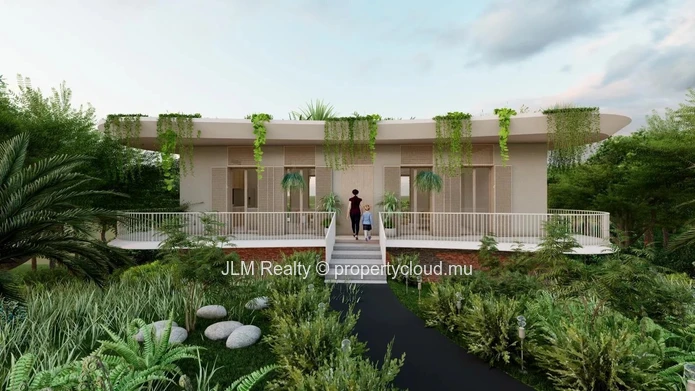 Stunning Bioclimatic Villa with Green Roof and Sea View for Sale in Baie du Cap, Mauritius
