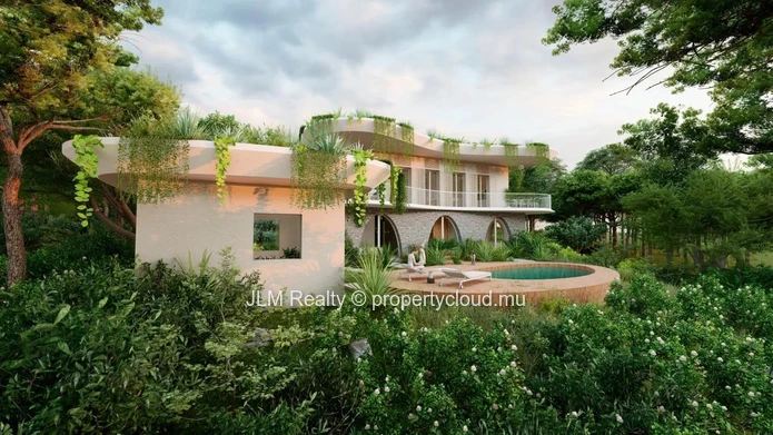 Stunning Bioclimatic Villa with Green Roof and Sea View for Sale in Baie du Cap, Mauritius