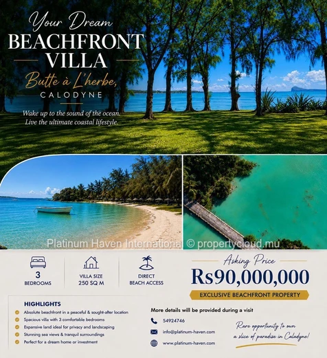 Rare terrain en bord de mer 2 000 m² — Calodyne, Grand Gaube