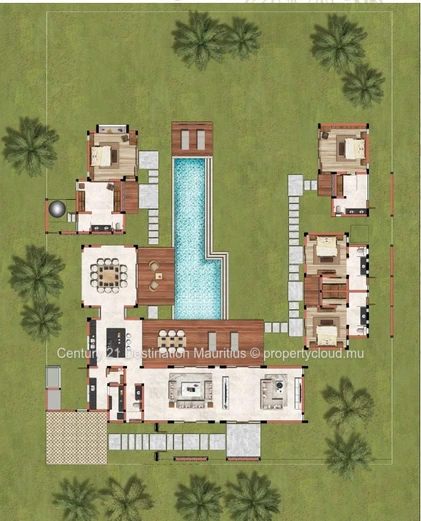 Villa exceptionnelle à Balaclava – 4 suites indépendantes disposées autour d’une piscine centrale