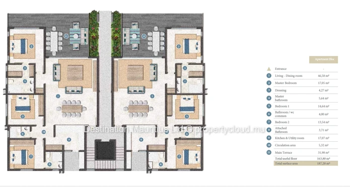 GRAND BAIE Appartement PDS 3 Chambres Prêt à Emménager