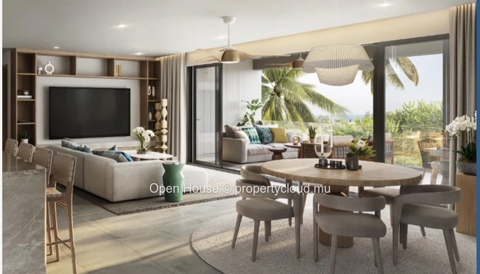 Appartement R+2 à vendre à Pointe aux Piments, 141m², 3 chambres, piscine commune, grande terrasse avec aperçu mer.
