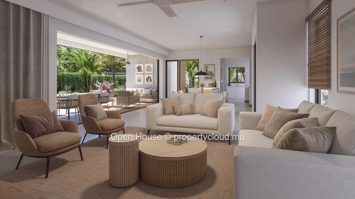 PDS Villa for sale in Rivière Noire, 250m² of living space on 1144m², 4 bedrooms, private pool, mountain view. Close ...