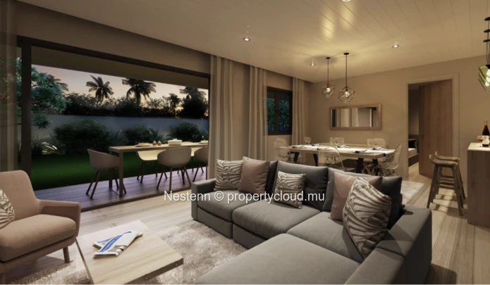 Modern 2 bedroom house with covered terrace and office