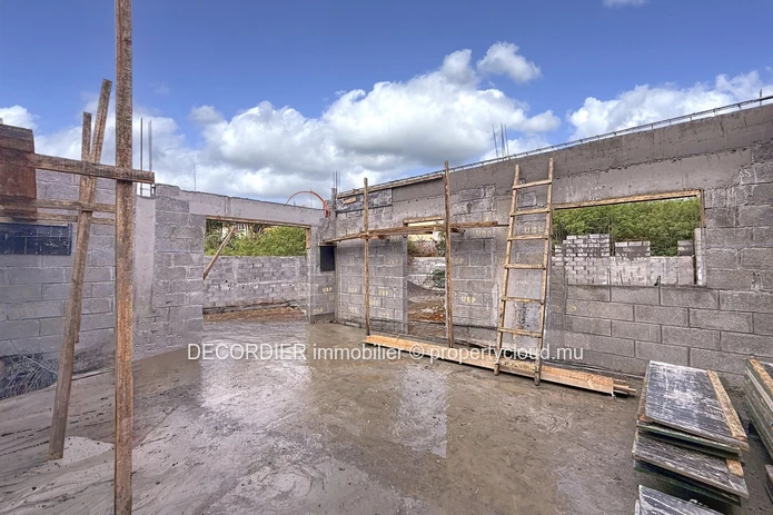 Villa élégante en cours de construction avec piscine et jardin