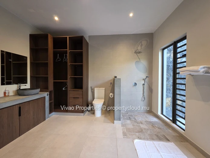 Furnished villa for rent in Rivière Noire with a private pool and 3 bedrooms Rs 200,000 pm