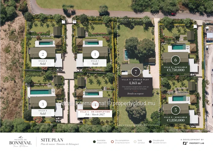 Maisons de Bonneval – Villa 7, double terrain de 4 163 m² avec maison à rénover, Domaine de Belouguet, Tamarin