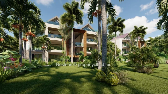 Contemporary 3-bedroom apartment in Grand Gaube under construction with sea access secured parking and air conditioni...