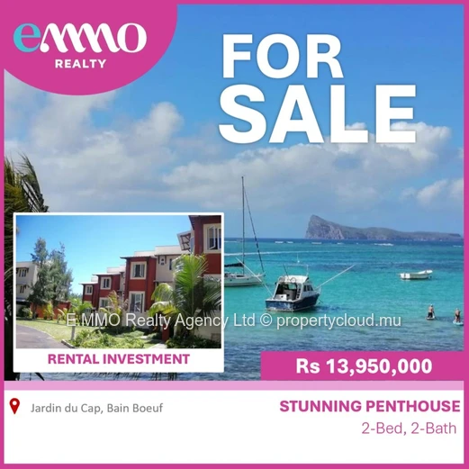 Penthouse meublé à vendre à Bain Boeuf – 2 chambres – À 2 minutes de la plage