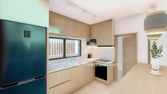 Penthouse R+2 à vendre à Péreybère, Grand Baie. 118m², 3 chambres, piscine commune, proche de toutes commodités. Rs.