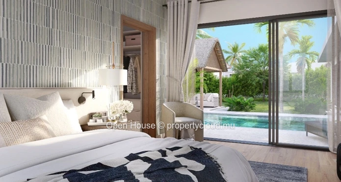 VILLA PDS à vendre à Grand Baie, 206m² habitables, 653m² de terrain, 3 chambres, piscine privée, accessibles aux étra...