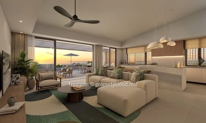 Superb 3-bedroom en suite apartment with private garden and magnificent views of Le Morne