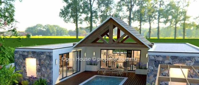 Architect-designed villa reserved for Mauritians. 3 bedrooms with ensuite bathrooms, swimming pool.