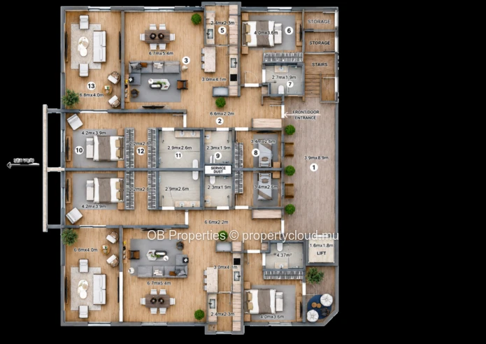 Penthouse spacieux avec vue sur mer