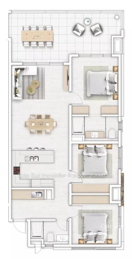 Appartement moderne 3 chambres à Calodyne