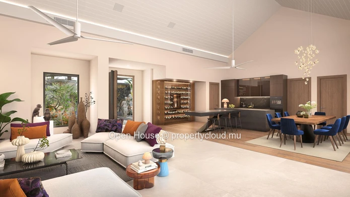 VILLA PDS à vendre à Grand Baie, 206m² habitables, 653m² de terrain, 3 chambres, piscine privée, accessibles aux étra...