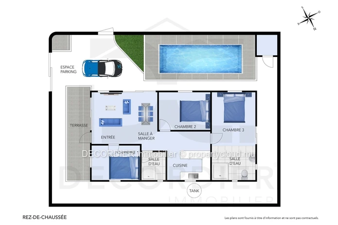À VENDRE – Maison de plain-pied avec piscine et grand jardin