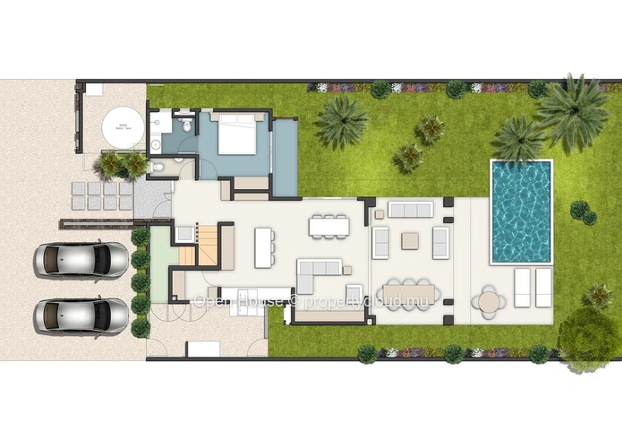 Contemporary villa in the heart of the Smart City of Tamarin. Close to school and all shops. 4 bedrooms.