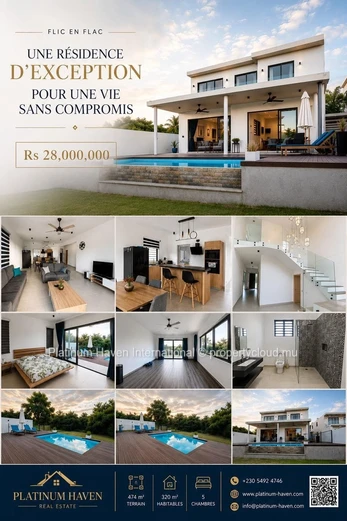 Modern 5-Bed Villa with Pool in Flic en Flac