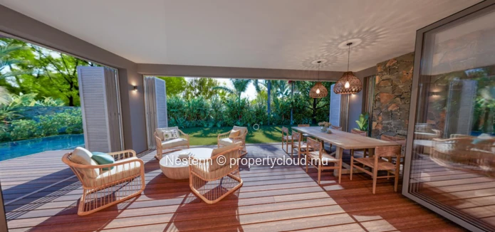 2-bed villa in a preserved region close to the beach. 