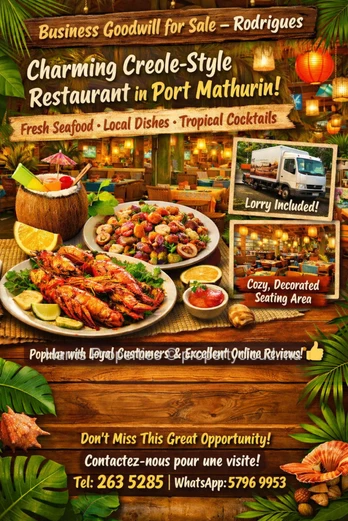 Business Goodwill of a popular Creole-style restaurant for Sale – Rodrigues