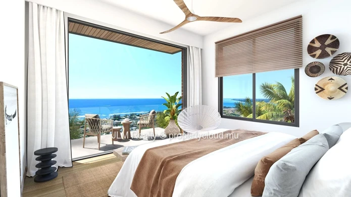 Villa d’exception nichée dans un domaine prestigieux situé à flanc de montagne avec vue mer à Tamarin, Ile Maurice