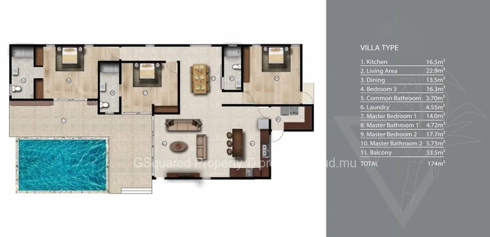 Off-plan : Villa 3 ch, piscine privée, complexe résidentiel Mont Mascal