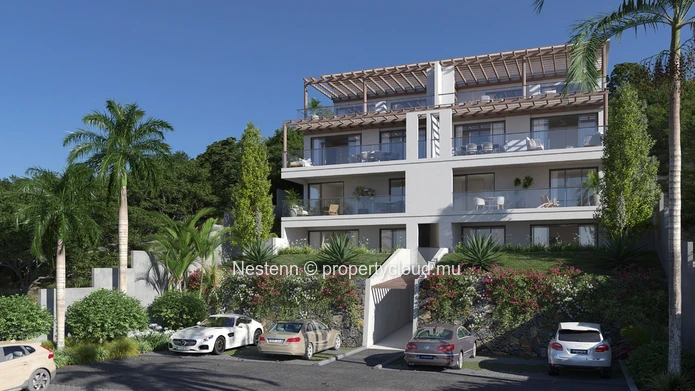 3 bedroom apartment with jacuzzi on terrace and view of Le Morne