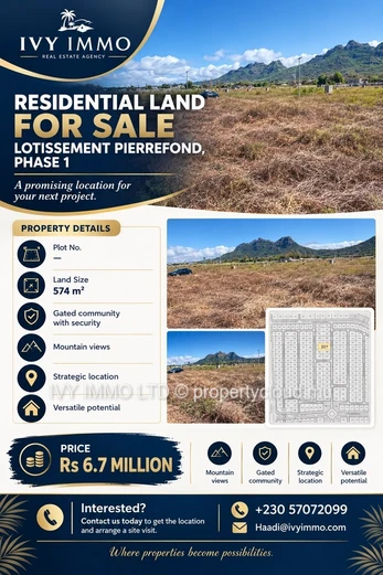 Land For Sale – Lotissement Pierrefond, Phase 1