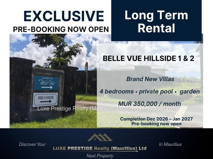 Brand-New Modern Luxury 4-Bedroom Villas for Rent in Belle Vue Hillside