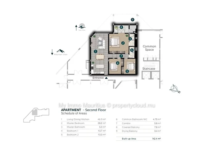 Appartement neuf meublé La Preneuse 3 chambres