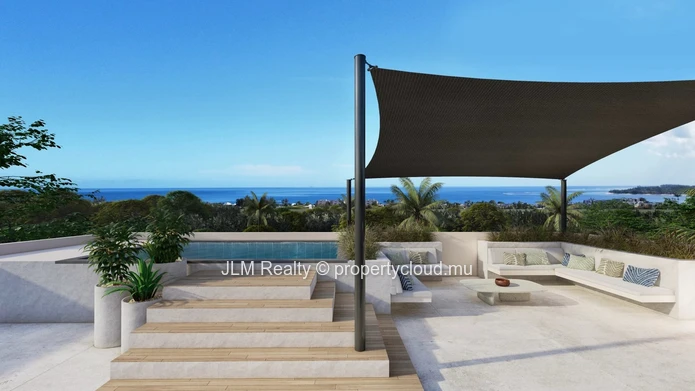 Penthouse neuf avec rooftop et vue panoramique mer à vendre à Tamarin, île Maurice